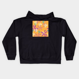 Pinwheel flowers on Orange Kids Hoodie